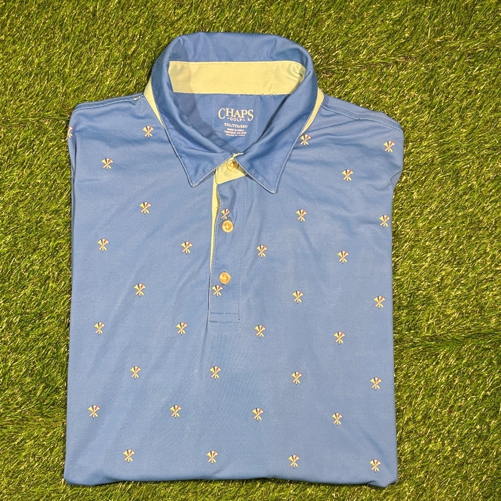 Chaps Blue Polo with Yellow Details